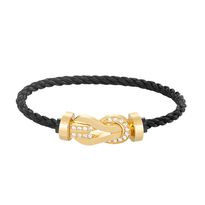 [Vicky]CHANCE LARGE 8 FIGURE BUCKLE HALF DIAMOND BRACELET GOLD