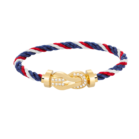 [Vicky]CHANCE LARGE 8 FIGURE BUCKLE HALF DIAMOND BRACELET GOLD