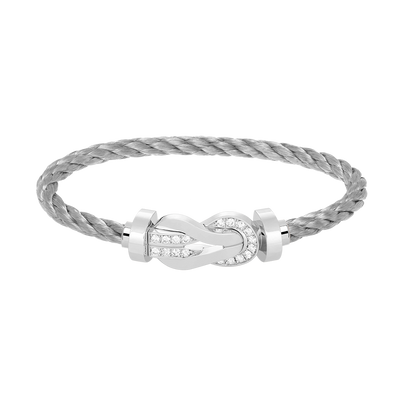[Vicky]CHANCE LARGE 8 FIGURE BUCKLE HALF DIAMOND BRACELET SILVER