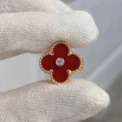 [Vicky]CLOVER MEDIUM 1 MOTIFS CARNELIAN  DIAMOND earrings