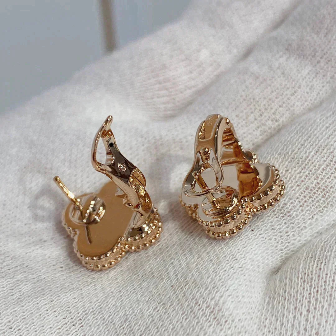 [Vicky]CLOVER MEDIUM 1 MOTIFS CARNELIAN  DIAMOND earrings