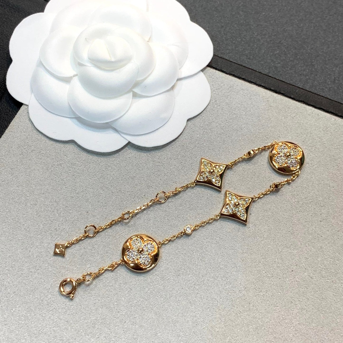 [Vicky]STAR AND SUN 4 MOTIFS GOLD DIAMONDS BRACELET