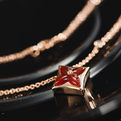 [Vicky]STAR NECKLACE PINK GOLD 1 DIAMOND