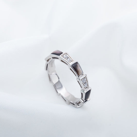 [Vicky]SERPENTI RING SILVER  DIAMOND BLACK MOP 3MM