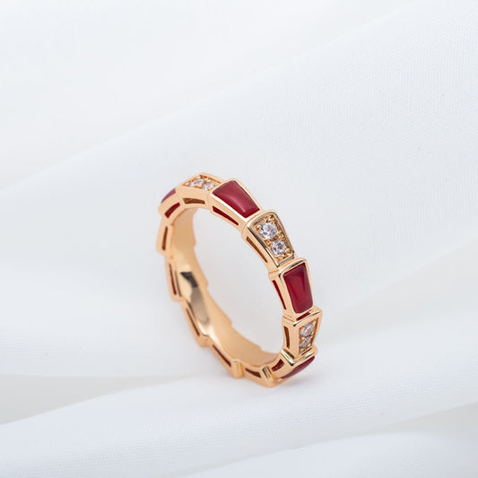 [Vicky]SERPENTI RING PINK GOLD CARNELIAN DIAMOND 3MM