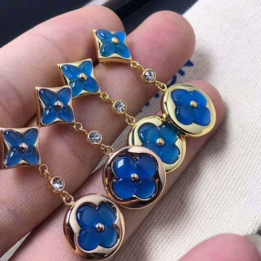 [Vicky]STAR AND SUN AGATE DIAMOND EARRINGS