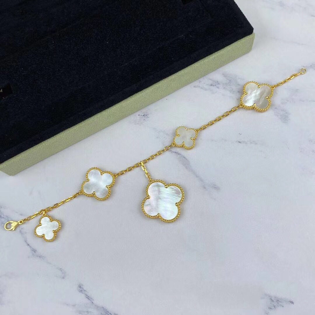 [Vicky]MAGIC CLOVER MOP GOLD BRACELET 5 MOTIFS
