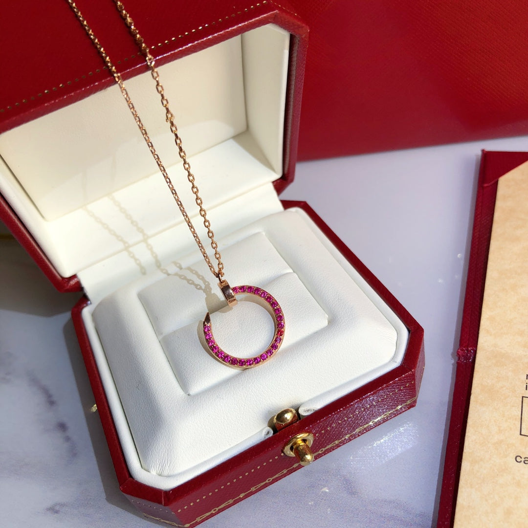 [Vicky]JUSTE NECKLACE GOLD RED DIAMONDS