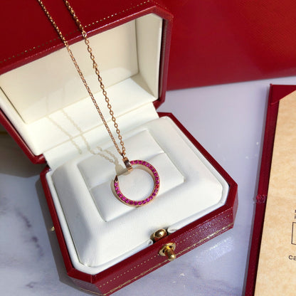 [Vicky]JUSTE NECKLACE GOLD RED DIAMONDS