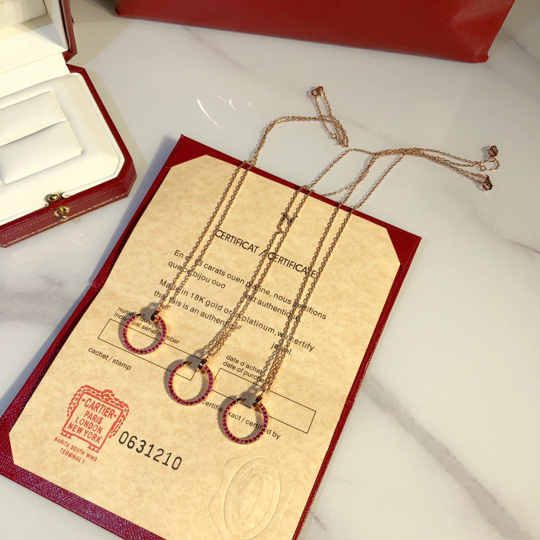 [Vicky]JUSTE NECKLACE GOLD RED DIAMONDS