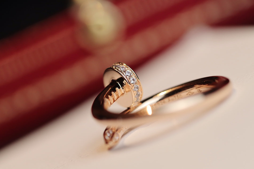 [Vicky]JUSTE RING 2.65MM PINK GOLD DIAMOND