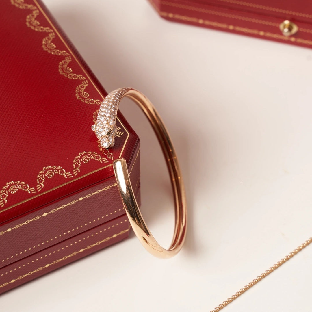 [Vicky]PANTHERE ROSE GOLD DIAMOND OPEN BRACELET