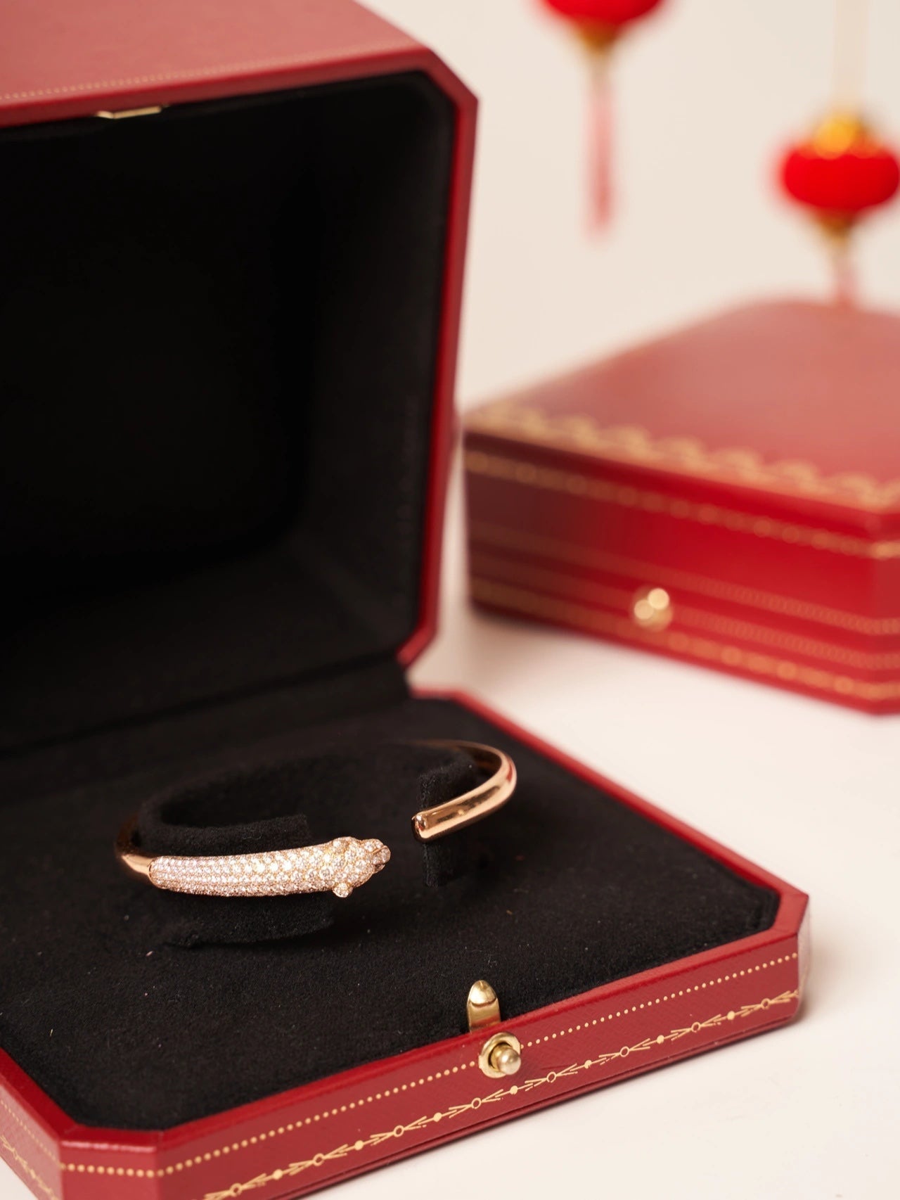 [Vicky]PANTHERE ROSE GOLD DIAMOND OPEN BRACELET