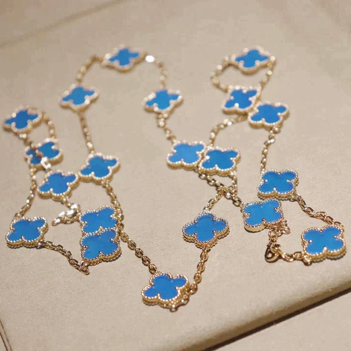 [Vicky]CLOVER 20 MOTIFS TURQUOISE GOLD