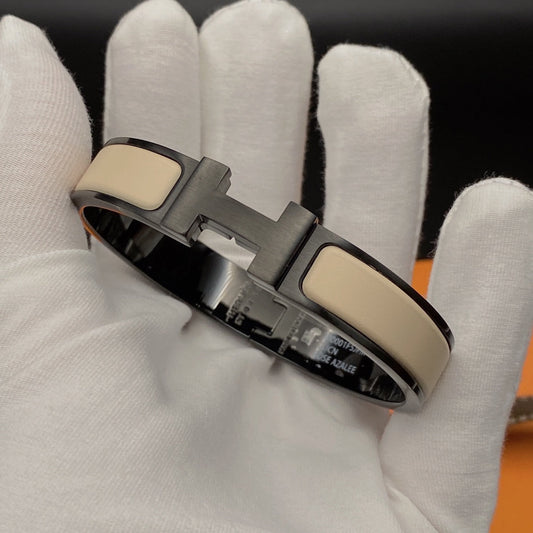 [Vicky]H BRACELET 12MM BLACK BEIGE CERAMIC