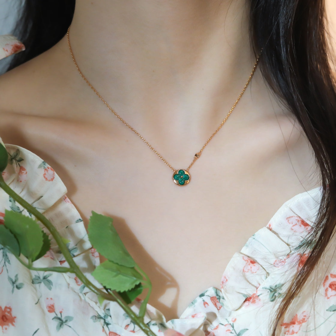 [Vicky]SUN PEDANT PINK GOLD 1 DIAMOND NECKLACE