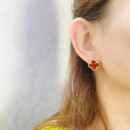[Vicky]CLOVER MEDIUM 1 MOTIFS CARNELIAN  EARRINGS