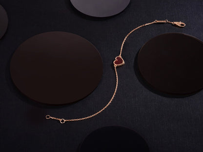 [Vicky]HEART CARNELIAN PINK GOLD BRACELET