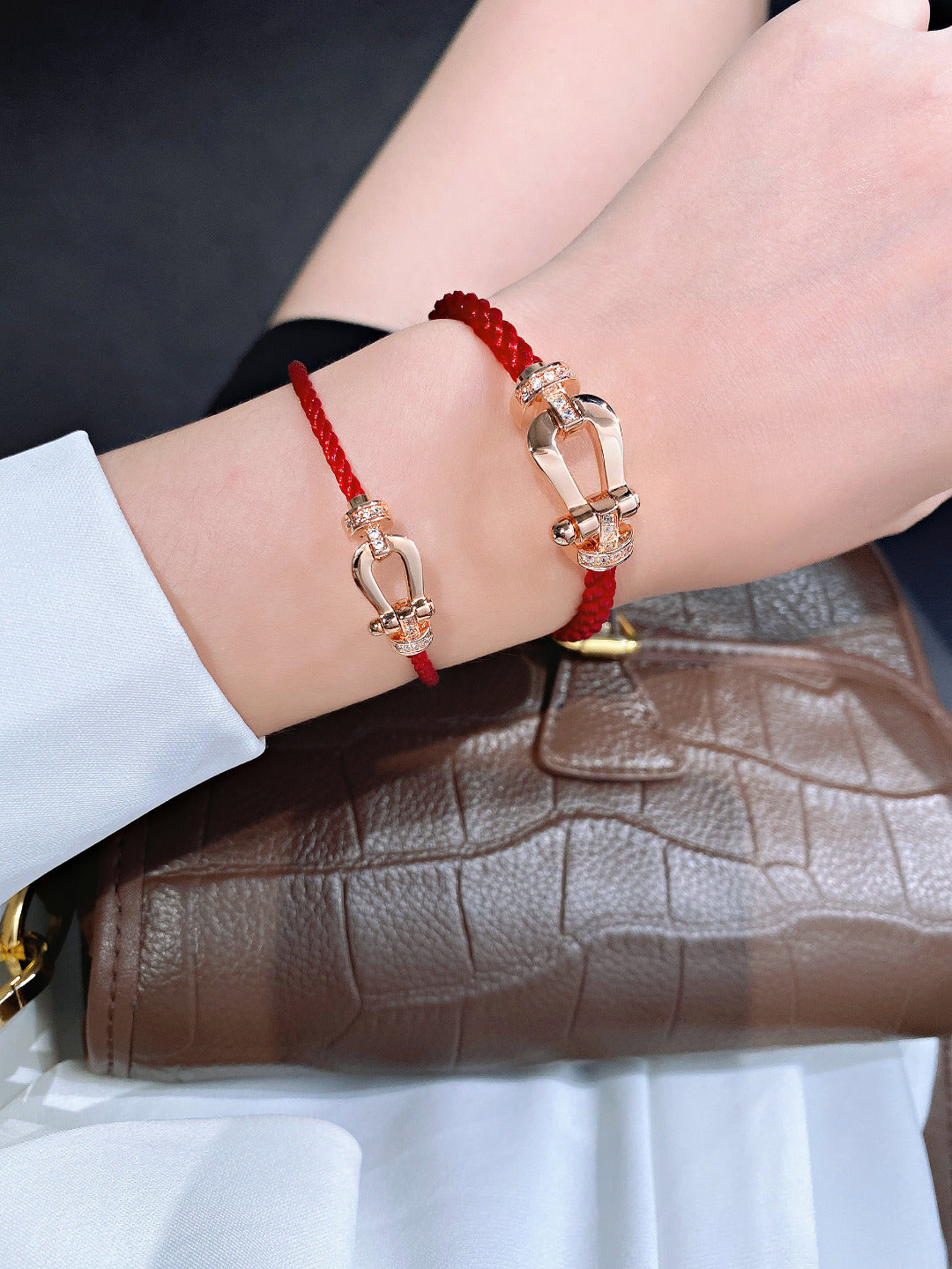 [Vicky]FORCE 10 HALF DIAMOND PINK GOLD RED CORDERI LARGE AND MEDIUM MODEL