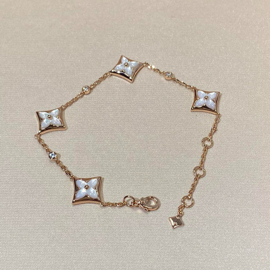 [Vicky]STAR 4 MOTIF MOP DIAMOND PINK GOLD BRACELET