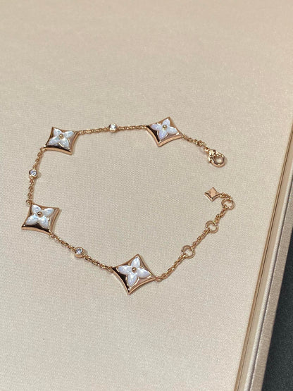 [Vicky]STAR 4 MOTIF MOP DIAMOND PINK GOLD BRACELET