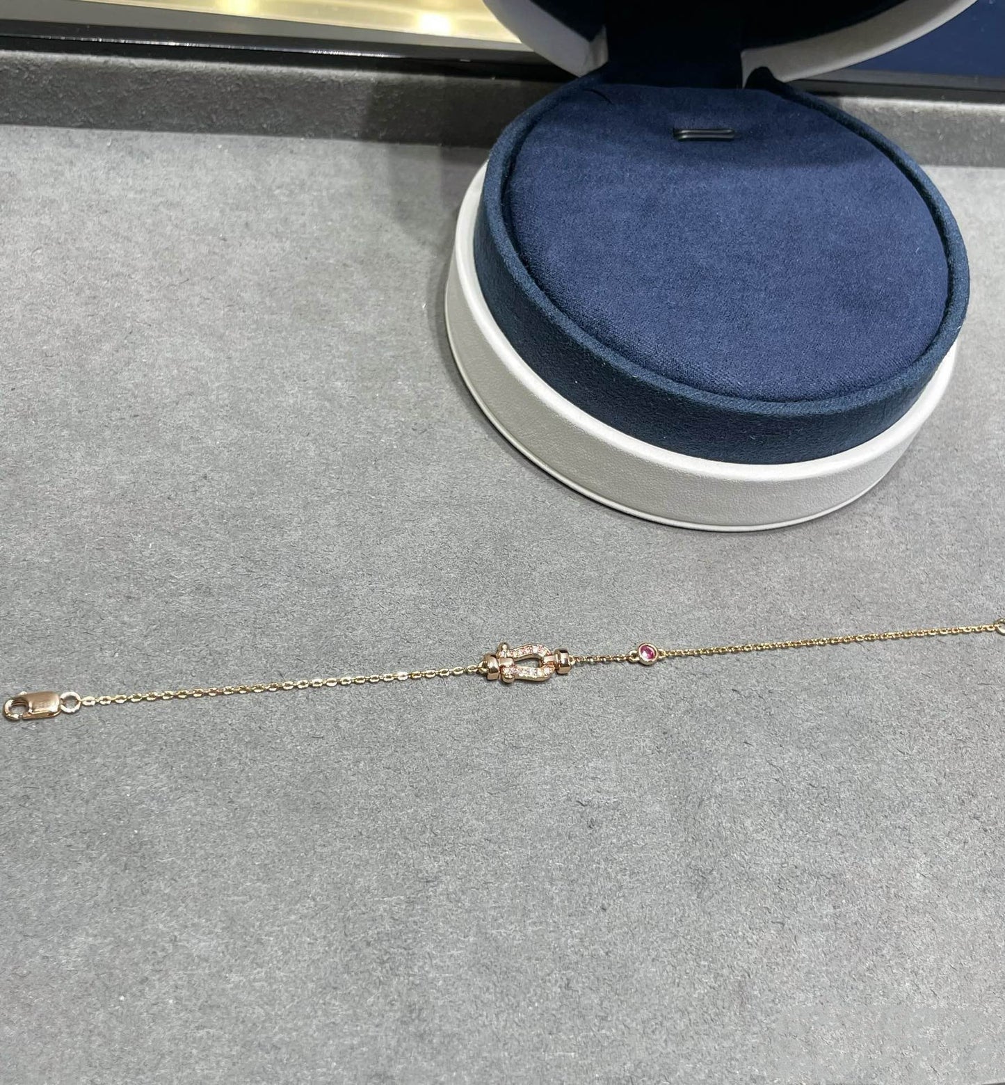 [Vicky]FORCE 10 DIAMOND CHAIN LINK PINK GOLD BRACELET