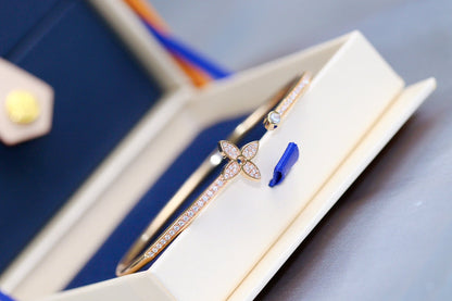 [Vicky]IDYLLE PINK GOLD OPEN BRACELET DIAMOND PAVED