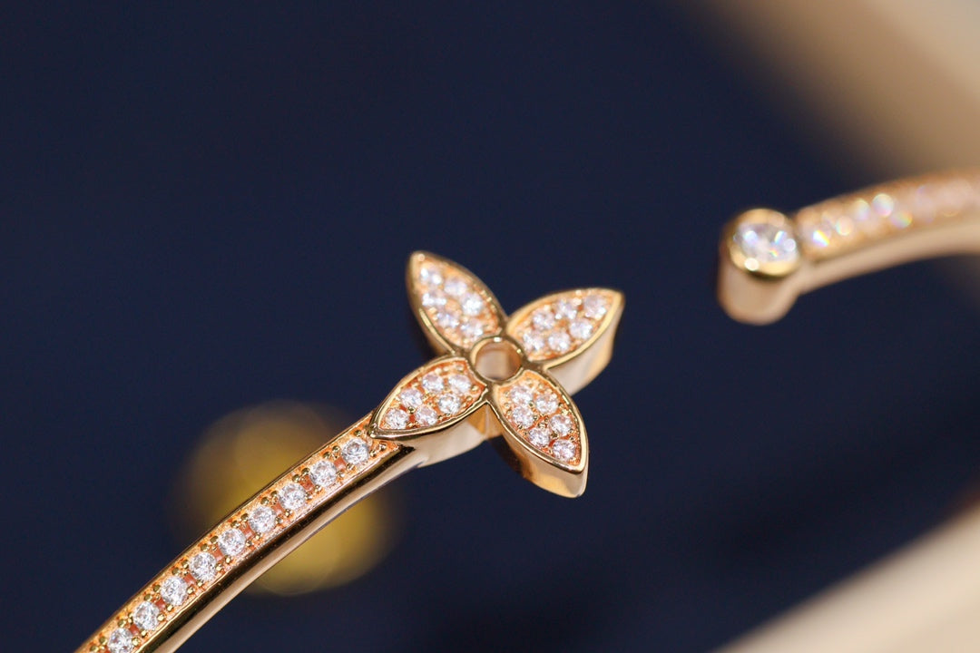 [Vicky]IDYLLE PINK GOLD OPEN BRACELET DIAMOND PAVED