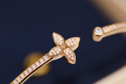 [Vicky]IDYLLE PINK GOLD OPEN BRACELET DIAMOND PAVED