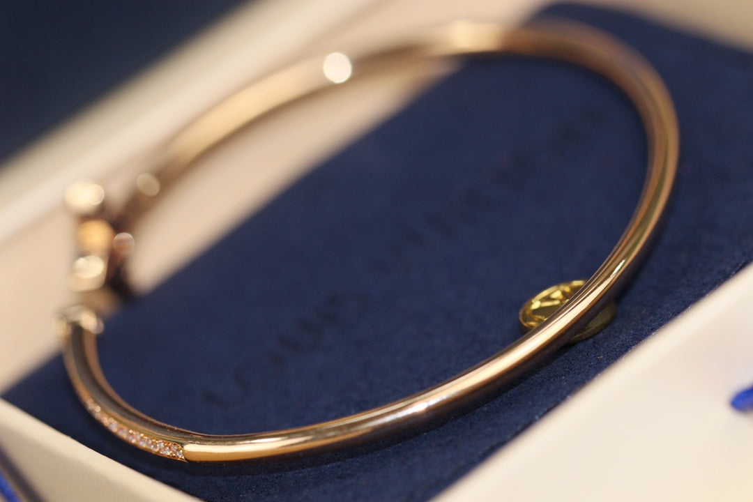 [Vicky]IDYLLE PINK GOLD OPEN BRACELET DIAMOND PAVED