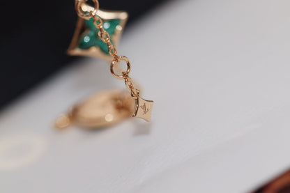 [Vicky]STAR AND SUN 4 MOTIF PINK GOLD MALACHITE BRACELET