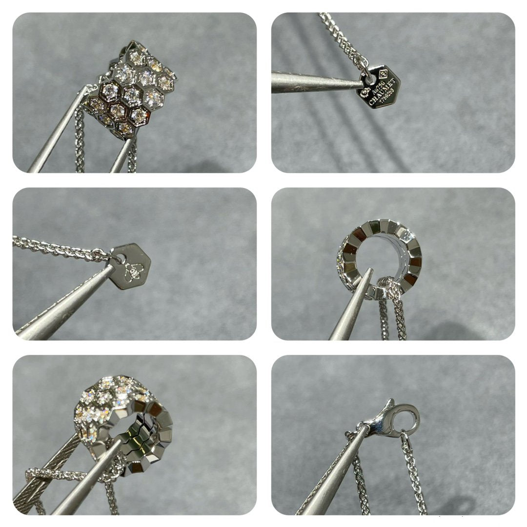 [Vicky]BEE LOVE DIAMOND PAVED 3 ROW NECKLACE