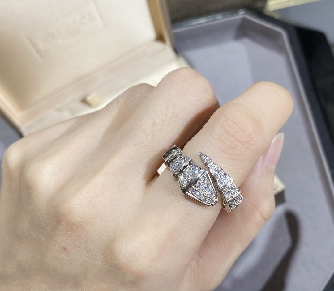 [Vicky]SERPENTI LARGE RING SILVER DIAMOND PAVED
