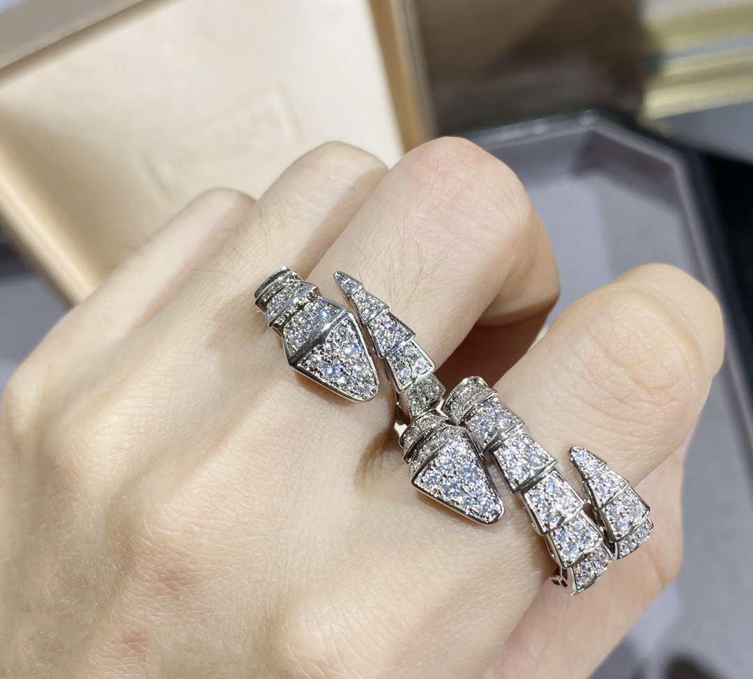 [Vicky]SERPENTI LARGE RING SILVER DIAMOND PAVED