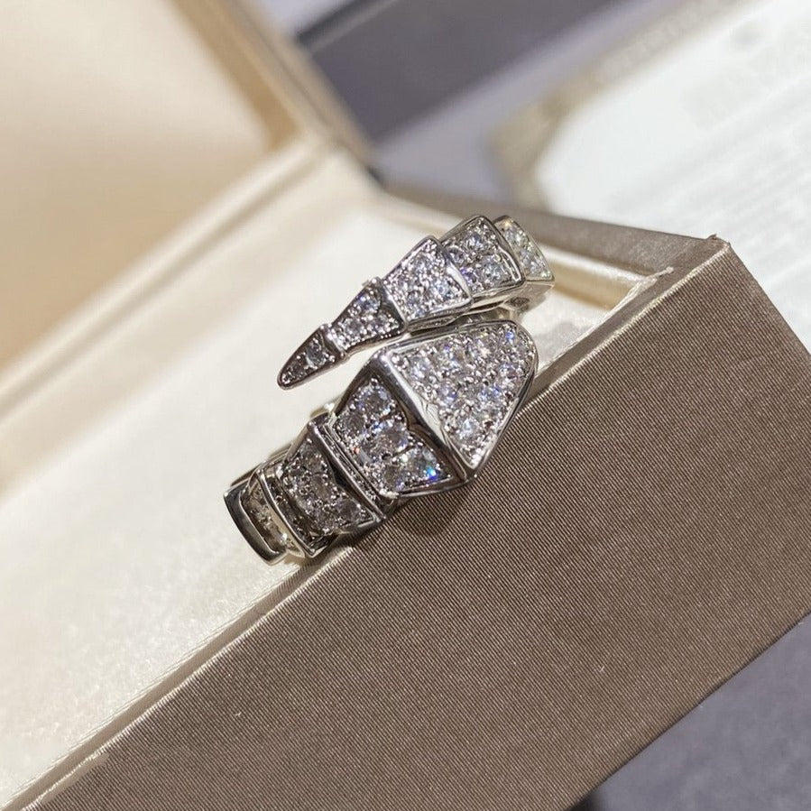 [Vicky]SERPENTI LARGE RING SILVER DIAMOND PAVED