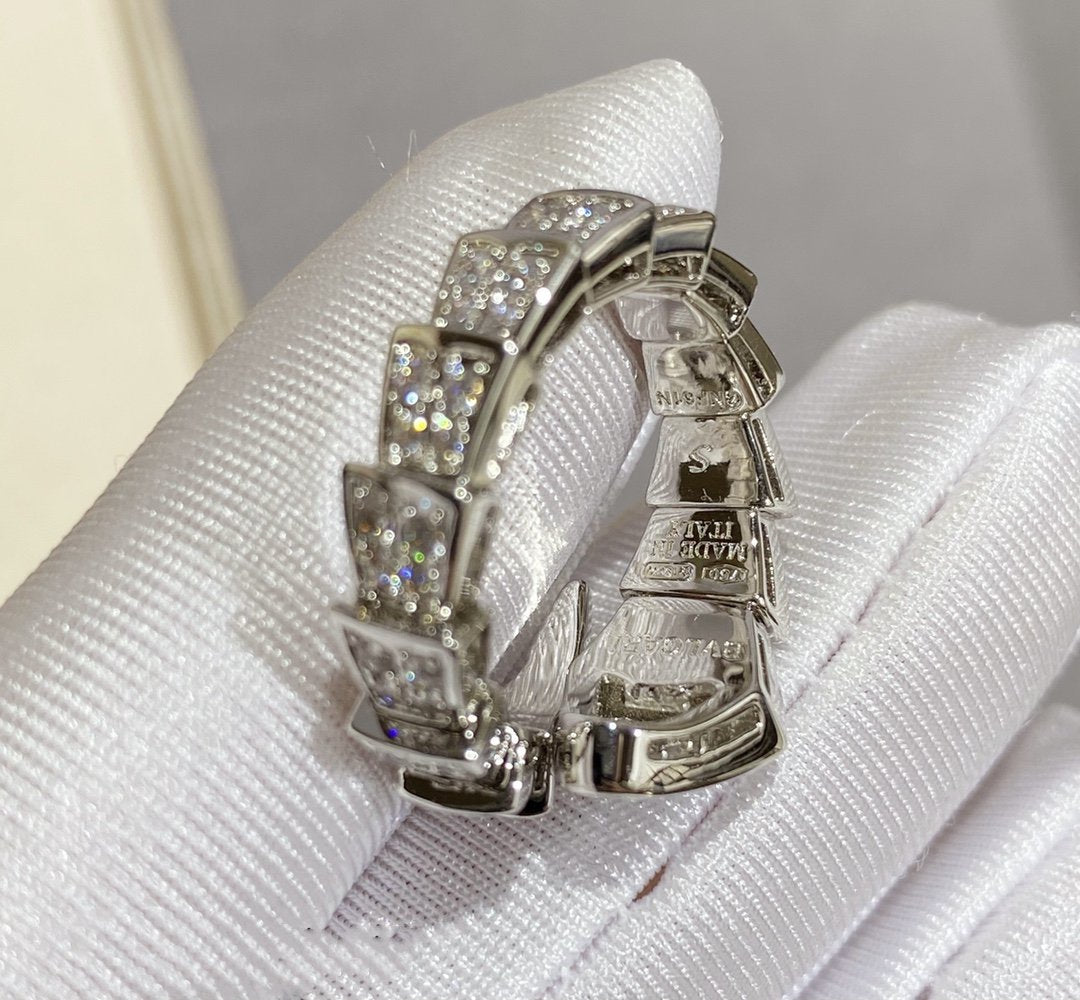 [Vicky]SERPENTI LARGE RING SILVER DIAMOND PAVED