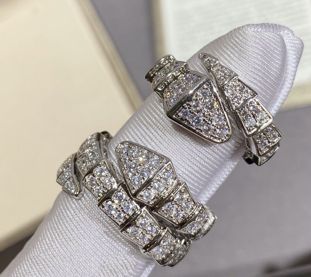 [Vicky]SERPENTI LARGE RING SILVER DIAMOND PAVED