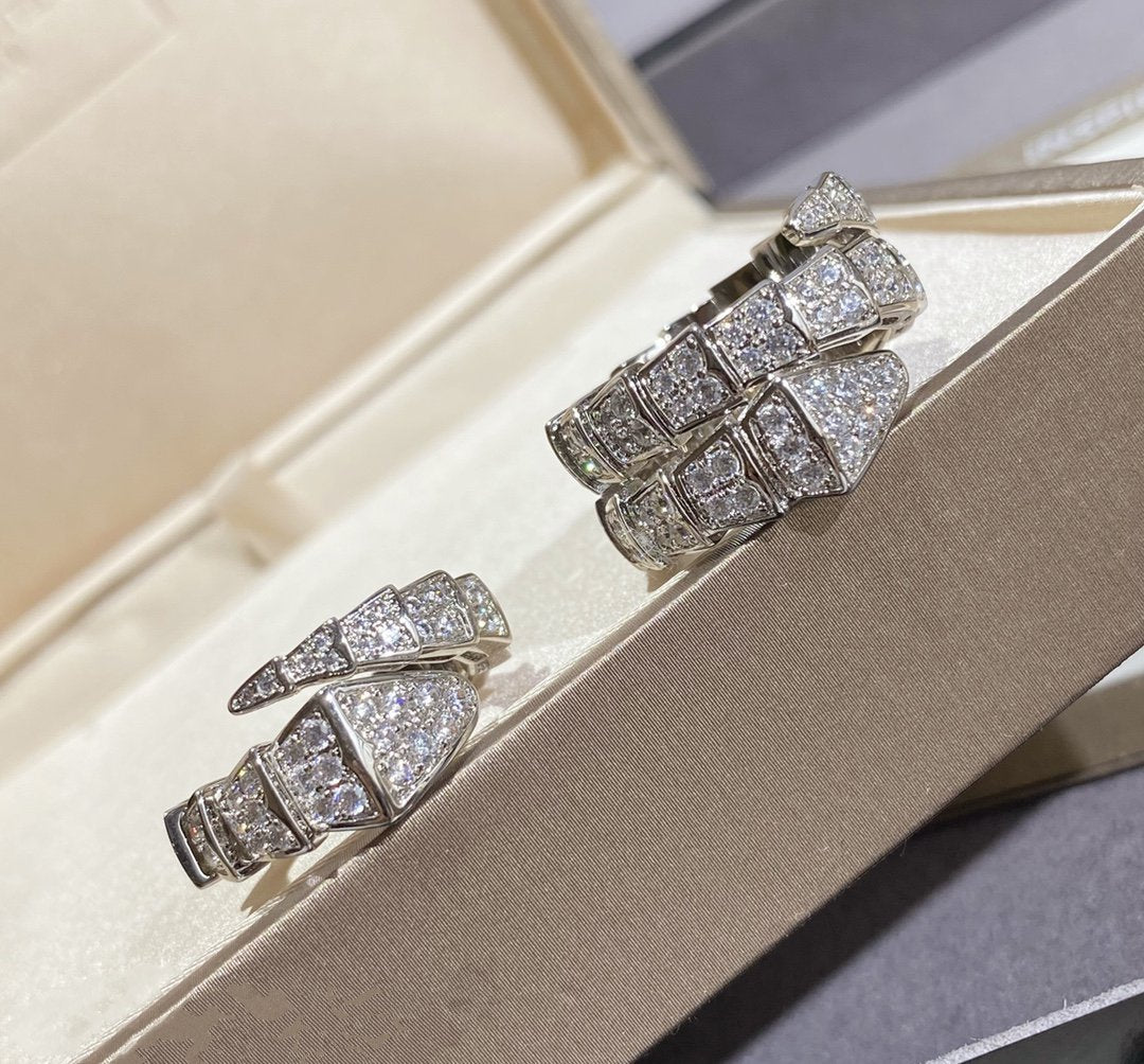 [Vicky]SERPENTI LARGE RING SILVER DIAMOND PAVED