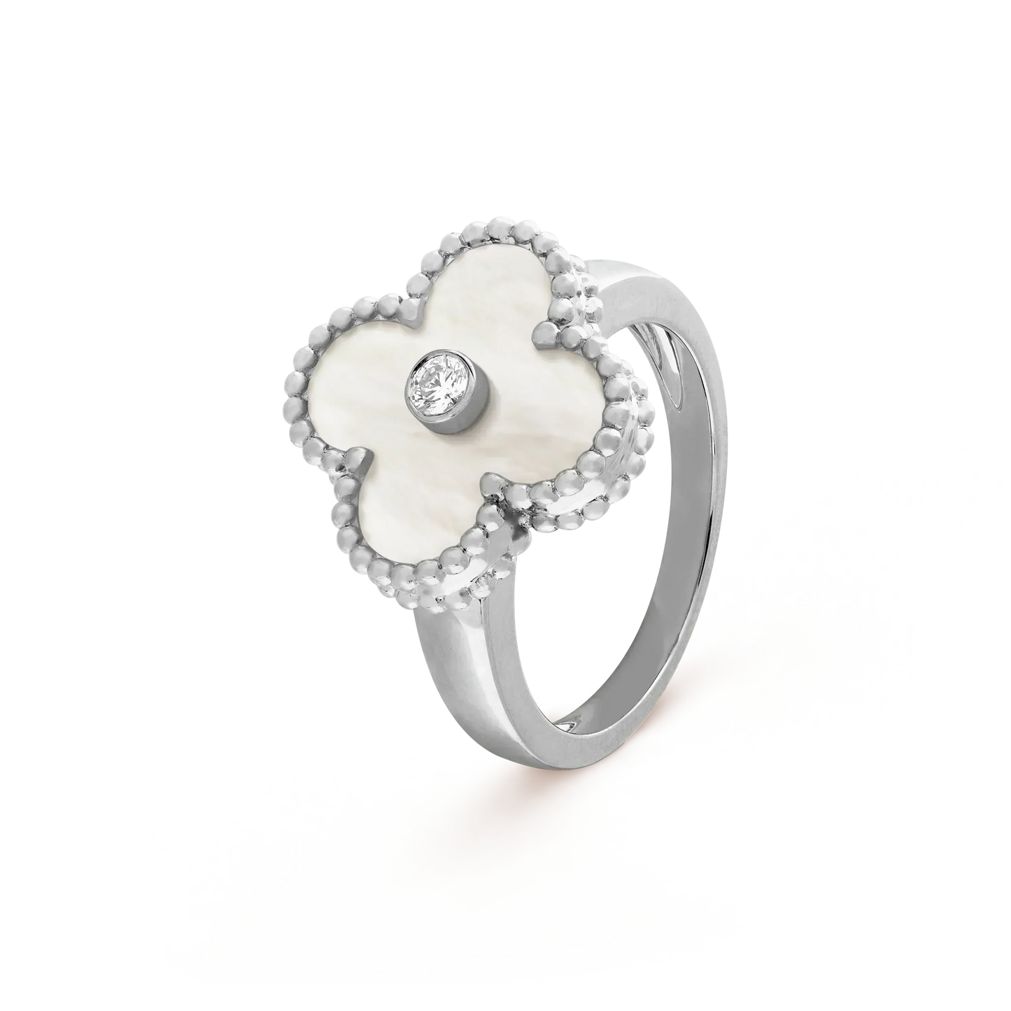 [Vicky]CLOVER SILVER MOP DIAMOND RING