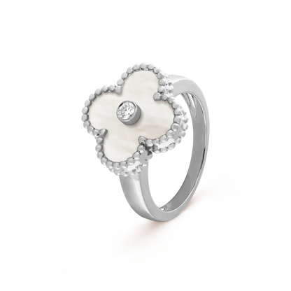 [Vicky]CLOVER SILVER MOP DIAMOND RING