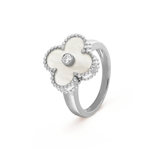 [Vicky]CLOVER SILVER MOP DIAMOND RING