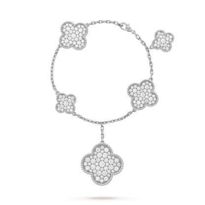 [Vicky]CLOVER 6 MOTIFS SILVER DIAMOND BRACELET
