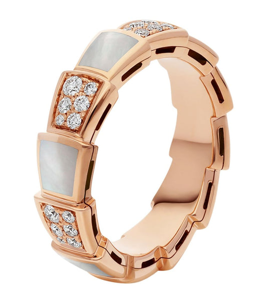 [Vicky]SERPENTI RING PINK GOLD MOP DIAMOND PAVED 4MM
