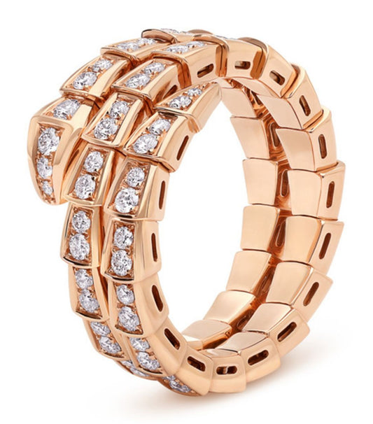 [Vicky]SERPENTI RING PINK GOLD DIAMOND DOUBLE ROW