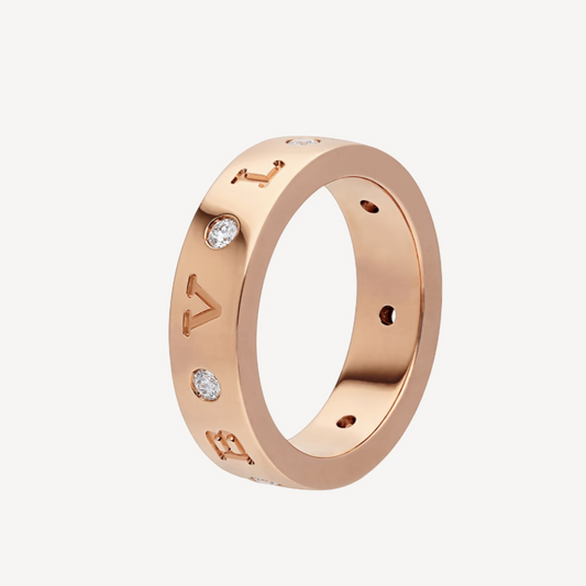 [Vicky]ZERO 1 ESSENTIAL PINK GOLD BAND WITH DIAMONDS RING