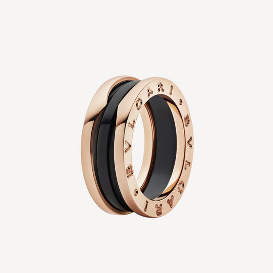 [Vicky]ZERO 1 TWO-BAND LOOPS AND BLACK CERAMIC PINK GOLD RING