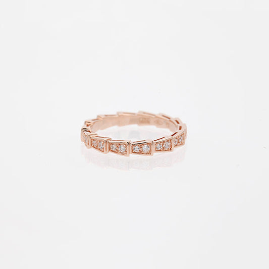 [Vicky]SERPENTI RING PINK GOLD DIAMOND PAVED 3MM