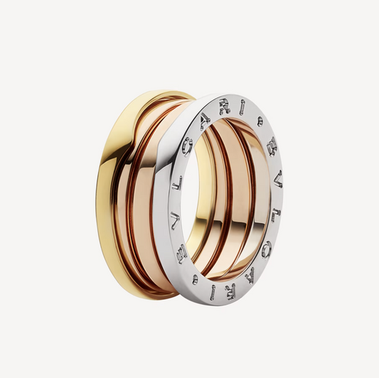 [Vicky]ZERO 1 THREE-BAND ROSE WHITE AND YELLOW RING