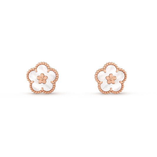 [Vicky]LUCKY PINK GOLD WHITE MOP EARRINGS