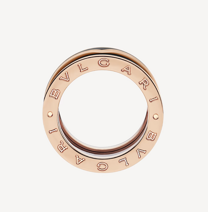 [Vicky]ZERO 1 TWO-BAND WITH MATTE BLACK CERAMIC PINK GOLD RING